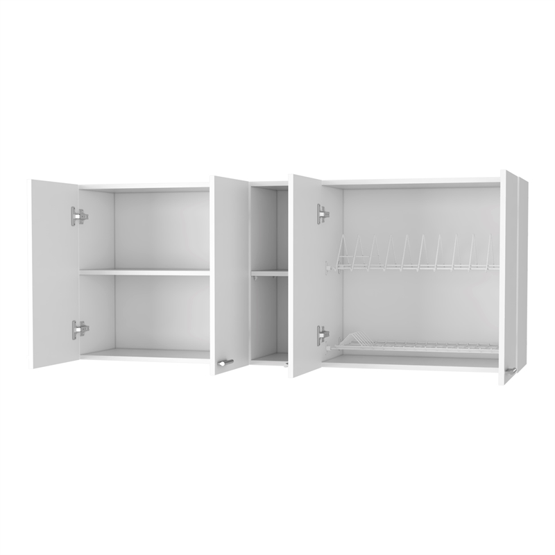 Pemberly Row Wall Cabinet with 4 Doors Engineered Wood in White
