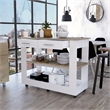 Pemberly Row Kitchen Island with 2 Drawers and 6 Wheels in White