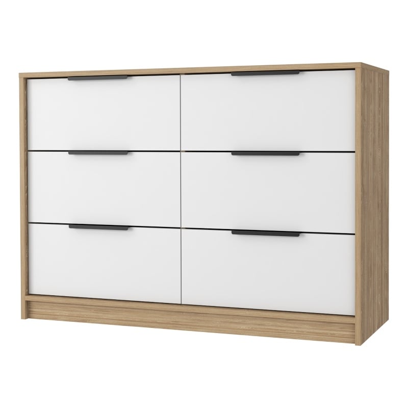 Pemberly Row Slide and Pull Dresser Engineered Wood in White/Pine