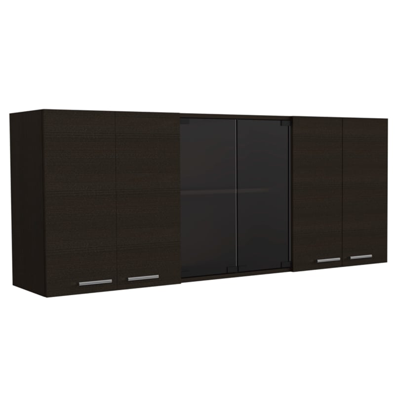 Pemberly Row Wall Cabinet with 4 Doors Engineered Wood in Black