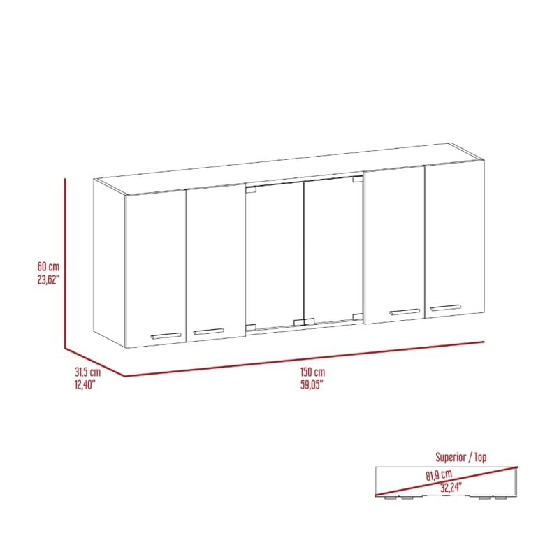 Pemberly Row Wall Cabinet with 4 Doors Engineered Wood in Black