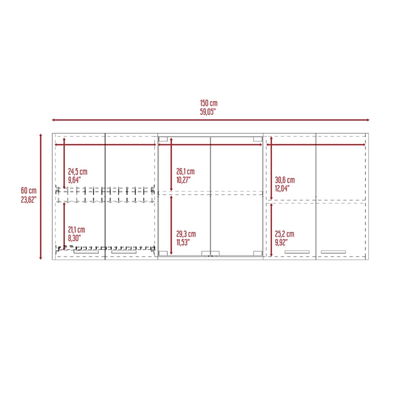 Pemberly Row Wall Cabinet with 4 Doors Engineered Wood in Black