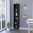 Pemberly Row 78.7 Inch 2 Door Pantry Cabinet Engineered Wood in Black