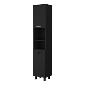 Pemberly Row 78.7 Inch 2 Door Pantry Cabinet Engineered Wood in Black