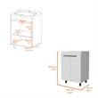 Pemberly Row Freestanding Bathroom Vanity Cabinet 23.8 Inch in White