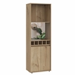 Pemberly Row Bar Cabinet with 5 Bottle Cubbies Engineered Wood in Beige