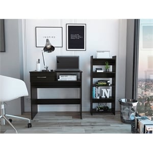Pemberly Row 2 Piece Home Office Set Engineered Wood in Black