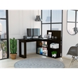 Pemberly Row 47 Inch L-Shaped Writing Computer Desk in Black Wenge