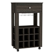 Pemberly Row Modern Engineered Wood Bar Cart with 4 Casters in Espresso