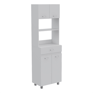 Pemberly Row Engineered Wood Microwave Pantry Cabinet in White