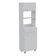 Pemberly Row Engineered Wood Microwave Pantry Cabinet in White