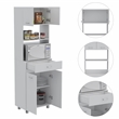 Pemberly Row Engineered Wood Microwave Pantry Cabinet in White
