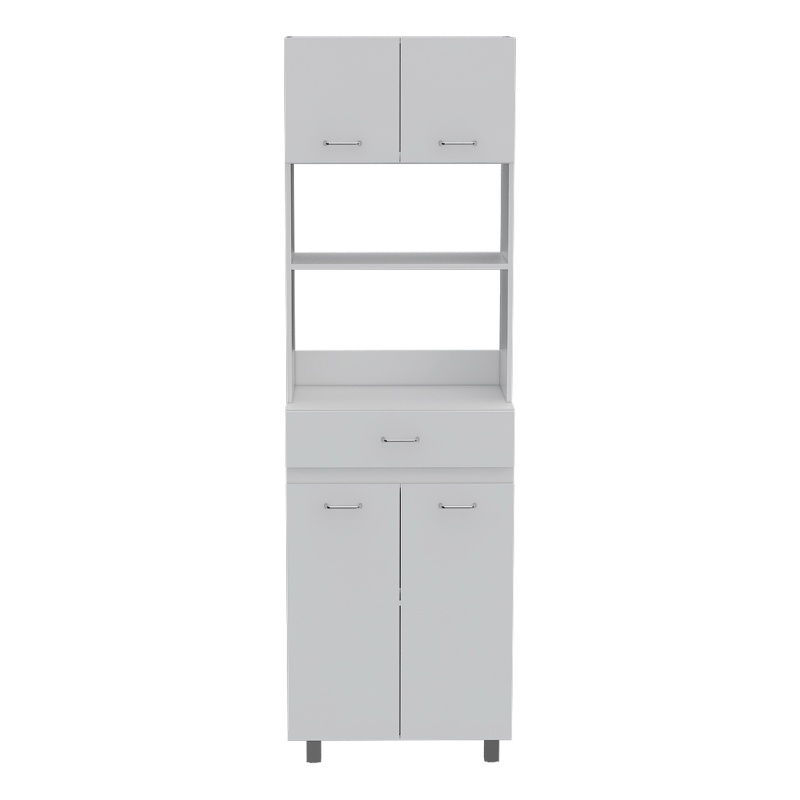 Pemberly Row Engineered Wood Microwave Pantry Cabinet in White