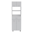 Pemberly Row Engineered Wood Microwave Pantry Cabinet in White