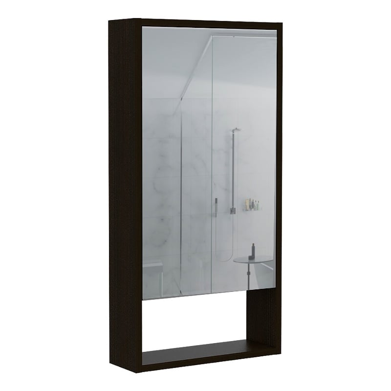 Pemberly Row Engineered Wood Medicine Cabinet with Mirror in Black