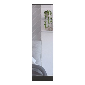 Pemberly Row 18.5 Inch XL Engineered Wood Shoe Rack with Mirror in Black