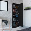 Pemberly Row 18.5 Inch XL Engineered Wood Shoe Rack with Mirror in Black