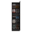 Pemberly Row 18.5 Inch XL Engineered Wood Shoe Rack with Mirror in Black