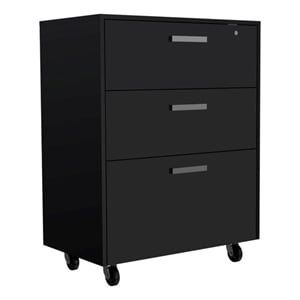 Pemberly Row 3 Drawer Modern Engineered Wood Storage Cabinet in Black