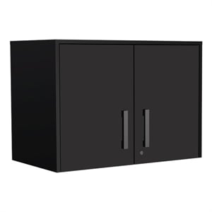 Pemberly Row 2 Door Modern Engineered Wood Storage Cabinet in Black