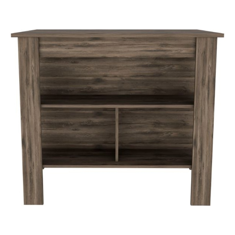 Pemberly Row 3 Shelf Modern Engineered Wood Kitchen Island in Brown