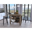 Pemberly Row 3 Shelf Modern Engineered Wood Kitchen Island in Brown