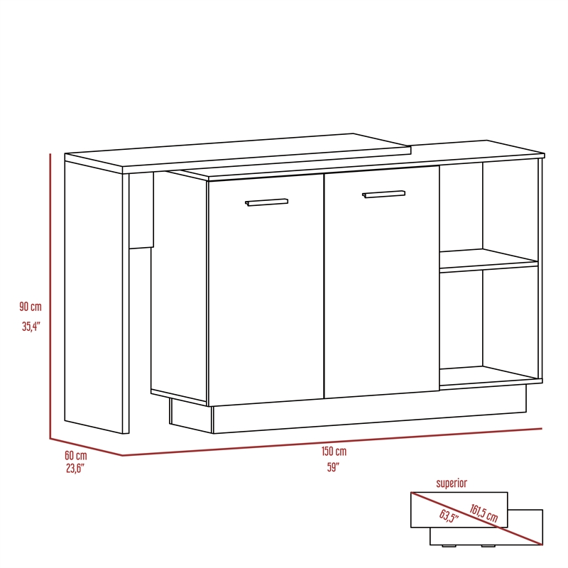 Pemberly Row 2 Piece Kitchen Set with Microwave Pantry in White/Oak