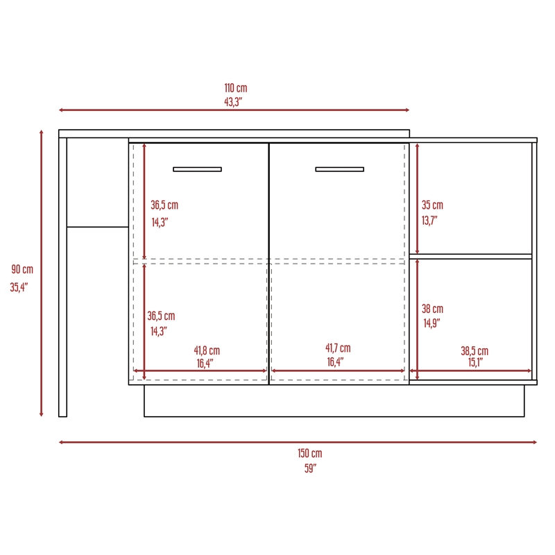 Pemberly Row 2 Piece Kitchen Set with Microwave Pantry in White/Oak