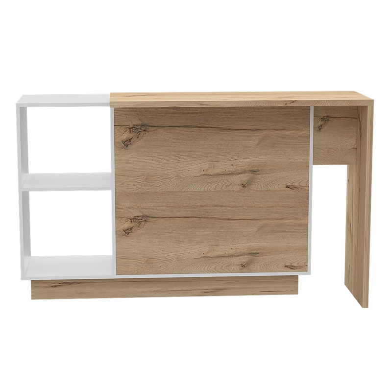 Pemberly Row 2 Piece Kitchen Set with Microwave Pantry in White/Oak