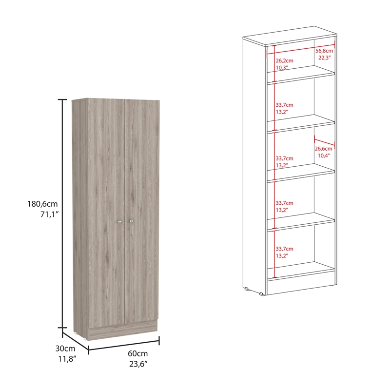 Pemberly Row 2 Piece Kitchen Set with Storage Cabinet in White/Gray