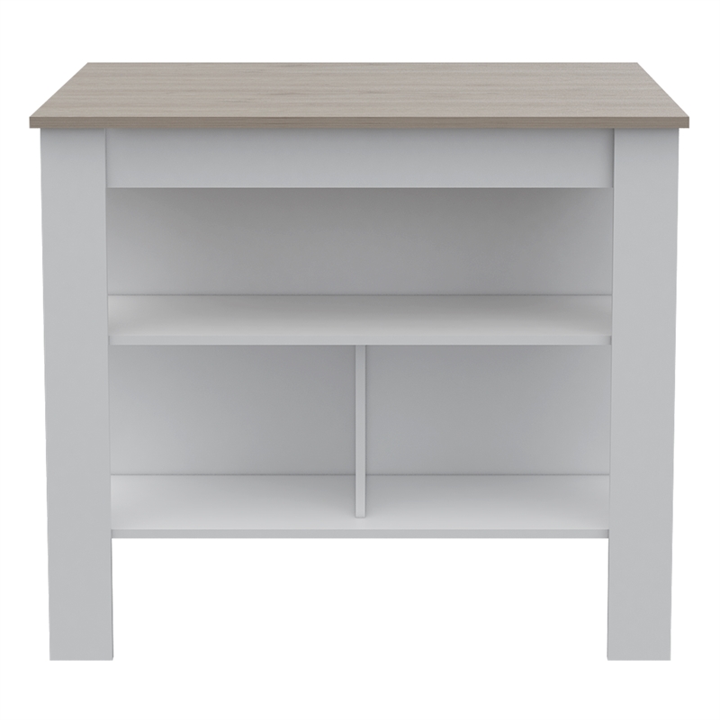 Pemberly Row 2 Piece Kitchen Set with Storage Cabinet in White/Gray