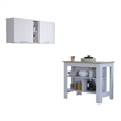 Pemberly Row 2 Piece Kitchen Set with Open Shelf Cabinet in White/Oak