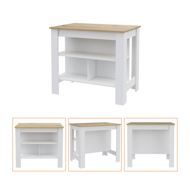 Pemberly Row 2 Piece Kitchen Set with Broom Pantry in White/Oak