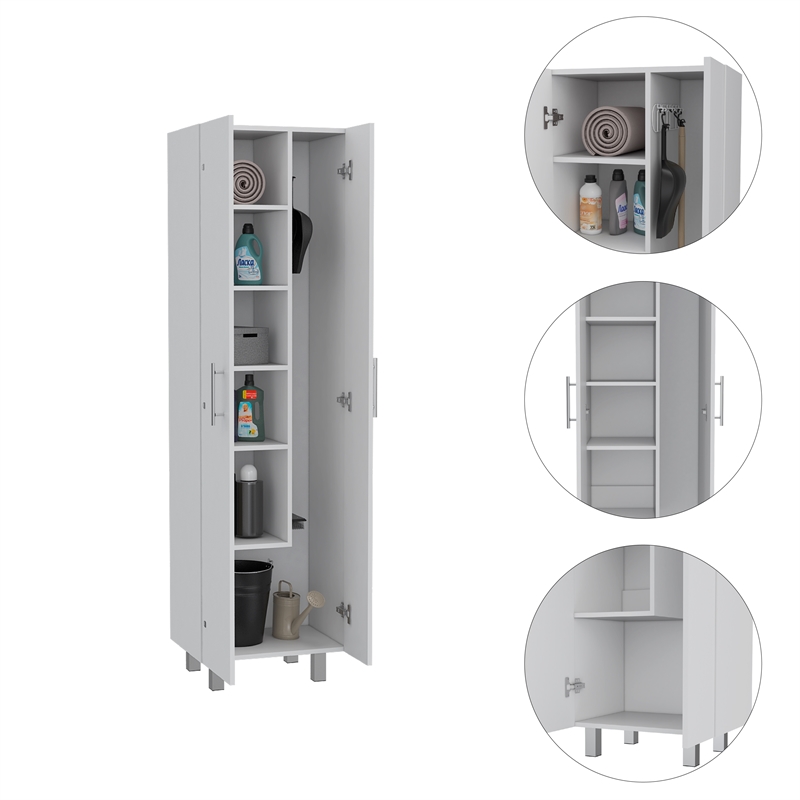 Pemberly Row 2 Piece Kitchen Set with Broom Pantry in White/Oak