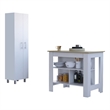 Pemberly Row 2 Piece Kitchen Set with Broom Pantry in White/Oak