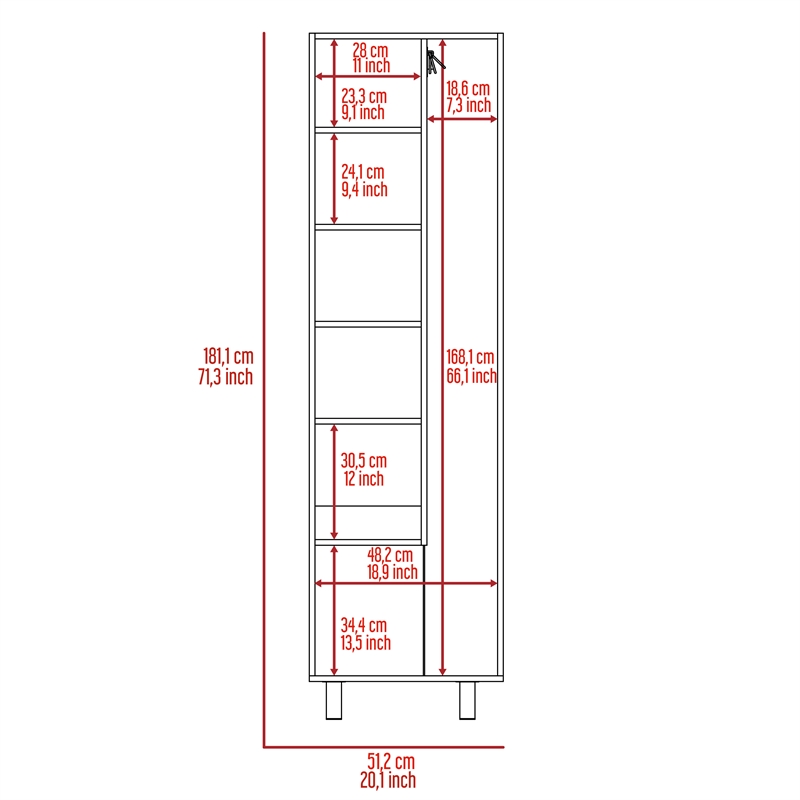 Pemberly Row 2 Piece Kitchen Set with Broom Pantry in White/Oak