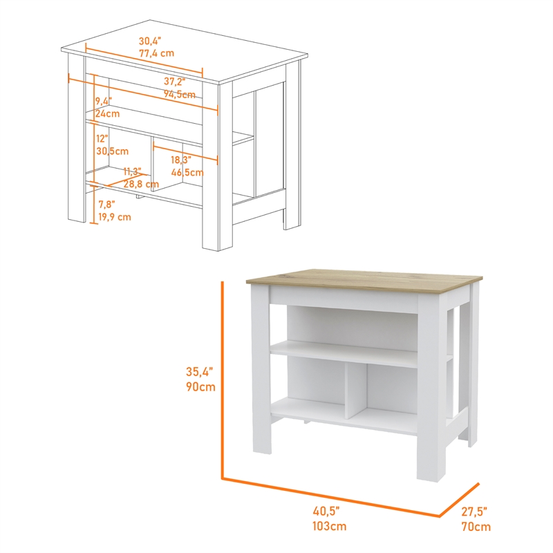 Pemberly Row 2 Piece Kitchen Set with Broom Pantry in White/Oak