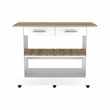 Pemberly Row 2 Piece Kitchen Set with Rolling Island in White/Oak