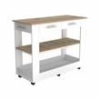 Pemberly Row 2 Piece Kitchen Set with Rolling Island in White/Oak