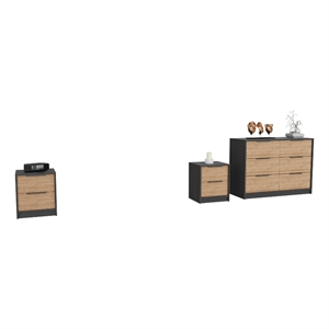 Pemberly Row 3 Piece Bedroom Set with Pull Dresser in Multi-Color