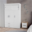 Pemberly Row 2 Piece Bedroom Set with Armoire and Nightstand in Multi-Color