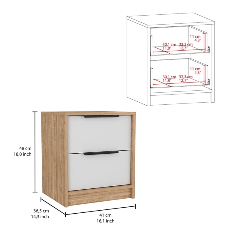 Pemberly Row 2 Piece Bedroom Set with Armoire and Nightstand in Multi-Color