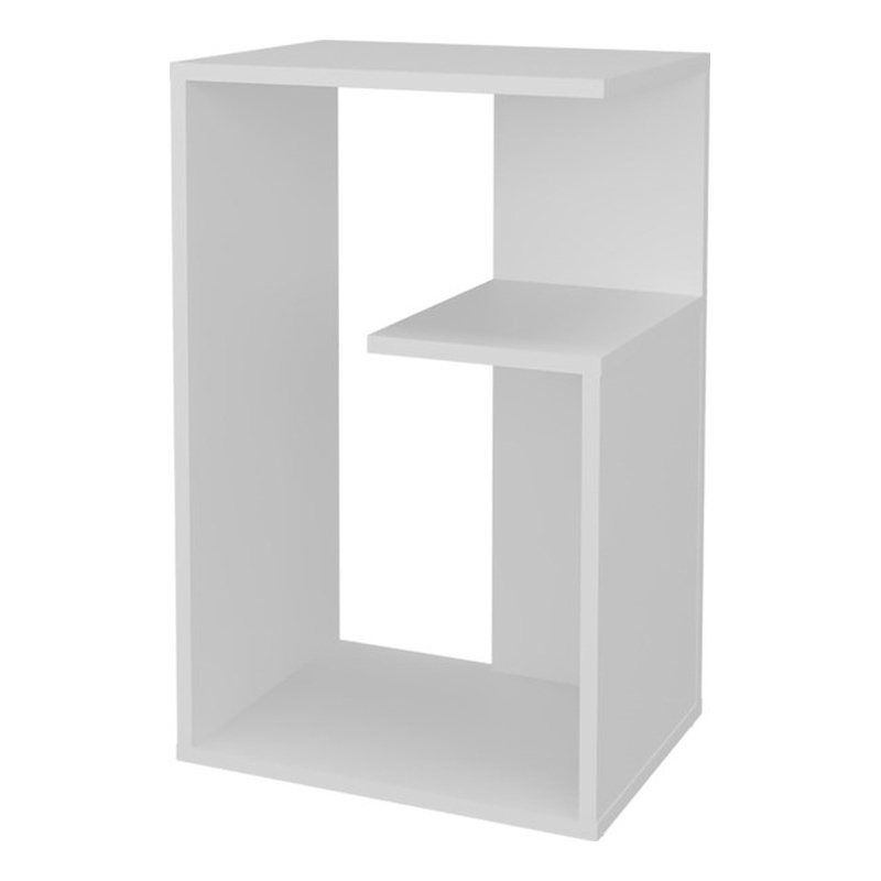 Pemberly Row Tall Side Table with Open Storage Engineered Wood in White