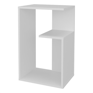 Pemberly Row Tall Side Table with Open Storage Engineered Wood in White