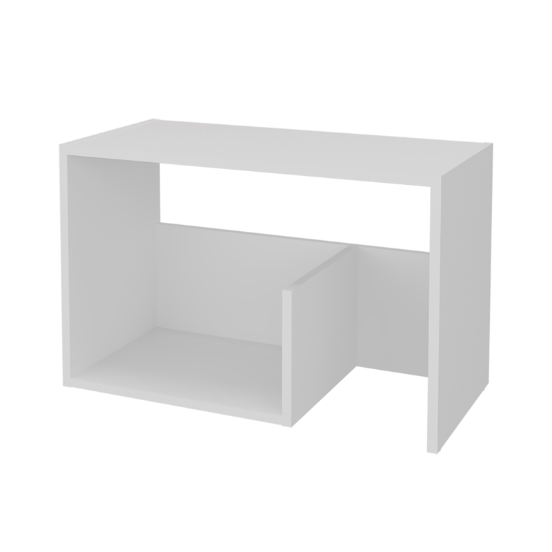 Pemberly Row Tall Side Table with Open Storage Engineered Wood in White