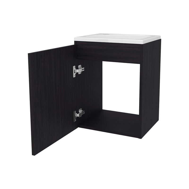 Pemberly Row Floating Bathroom Vanity with Integrated Sink in Wengue