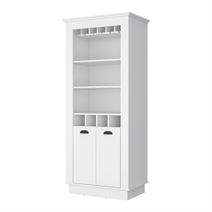 Pemberly Row Bar Cabinet with 5 Shelves Engineered Wood in White