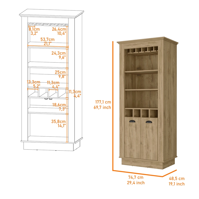 Pemberly Row Bar Cabinet with 2 Doors Engineered Wood in Beige