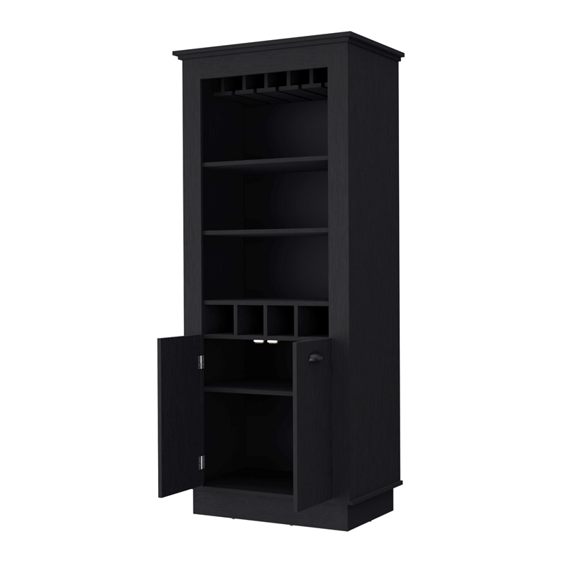 Pemberly Row Bar Cabinet with 2 Doors Engineered Wood in Black