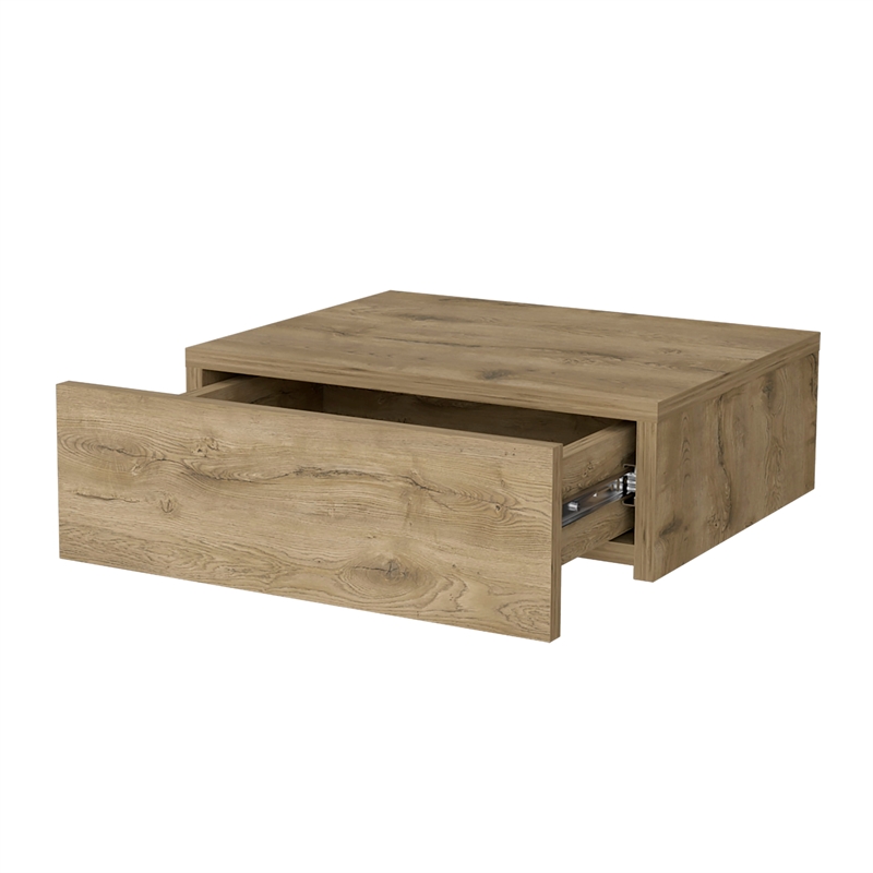 Pemberly Row Floating Nightstand with Drawer Engineered Wood in Beige